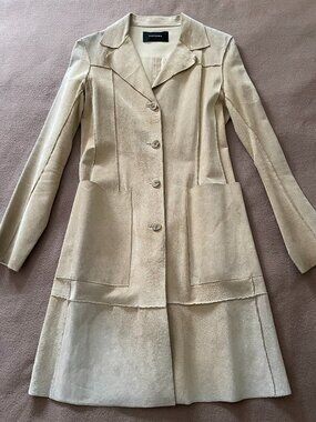 Y2K SANTISIMA MODA Cream Suede Car Coat Size 2